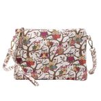 MaNMaNing Kadınlar için çanta Crossbody moda baykuş baskılı tuval püskül fermuar zarf çanta ayrılabilir omuz askısı askılı çanta bayanlar küçük seyahat çantası, bej, One Size