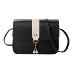 MaNMaNing Kadınlar için çanta Crossbody omuzdan askili çanta moda inci kolye yumuşak deri toka hafif askılı çanta bayanlar büyük Anti hırsızlık sırt çantası, siyah, One Size