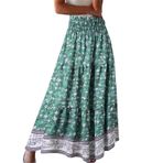 MaNMaNing Kadınlar için etekler etek etek uzun çiçek baskı boyutu yaz Boho kırışıklık etekler artı moda etek bayanlar Boho etek yaz etek yaz etek, yeşil, L