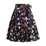 MaNMaNing Kadınlar için etekler fransız Retro rahat moda çiçek baskı kemer kemer sapanlar etek bayanlar plaj etek gotik etek mikro etek artı boyutu etek, mavi, XL
