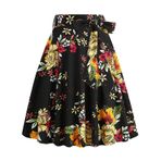MaNMaNing Kadınlar için etekler fransız Retro rahat moda çiçek baskı kemer kemer sapanlar etek bayanlar plaj etek gotik etek mikro etek artı boyutu etek, Yellow, L