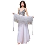 MaNMaNing Kadınlar için Etekler Kalça Göbek Etek Püsküller Eşarp Dans Payetler Wrap Boncuk Kıyafet Kemer Etek Bayanlar Tül Etek Kargo Etek Tutu Etek İpek Etek, beyaz, One Size