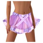 MaNMaNing Kadınlar için Etekler Katmanlı Dans Etek Kısa Yetişkin Etek Gökkuşağı Elastik 3 Etek Bayanlar Yaz Etek Tutu Etek Gotik Etek Tutu Etek Püskül Etek, mor, One Size