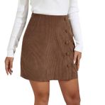 MaNMaNing Kadınlar için Etekler Kısa Etek Yüksek Bel Etek Kadife Kalça Sarma Tek Göğüslü Slim Fit Etek Sonbahar Kış Bayanlar Bodycon Etek Kış Etek Kış Etek Kalem Etek, kahverengi, S