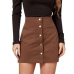 MaNMaNing Kadınlar için Etekler Kısa Etek Yüksek Bel Fermuar Sonbahar Kış Etek Kadife Kalça Sarma Tek Göğüslü Slim Fit Etek Bayanlar A Line Etek Dans Etek, kahverengi, L