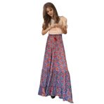 MaNMaNing Kadınlar için Maxi Etekler Yaz Bohem Baskılı Kolye Maxi Etek Rahat Rahat Bayanlar Gotik Etek Mikro Etek Dantel Etek Wrap Etek Bodycon Etek, Turuncu, XL