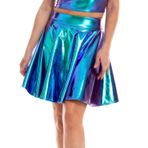 MaNMaNing Kadınlar için Mini etek alevlendi rahat pilili moda A çizgi etek Mini parlak etek bayanlar seksi etek ipek etek tül etek örme etek deri etek, mavi (Sky Blue), S