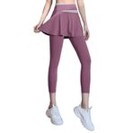 MaNMaNing Kadınlar için Spor Taytları Etekli Tayt Pileli Etek Kapriler Taytlar Atletik Egzersiz Koşu Yoga Pantolonları Koşu Taytları, Kırpılmış Tayt, Kürk Astarlı Tayt, mor, L