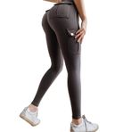 MaNMaNing Kadınlar için Spor Taytları Sıkı Seksi Yüksek Bel Koşu Vücut Geliştirme Kalça Cepleri Uzun Pantolon Yoga Pantolonları Kış Taytları, Termal Tayt, Bayanlar Spor Taytları, gri, S