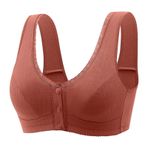 MaNMaNing Kadınlar için Sütyen Rahat Ön Toka İnce Yumuşak Pamuk Çelik Halkasız Geniş Omuz Askısı Tank Top Sütyen Sırtsız Sütyen, Yüksek Darbe Sütyen, Spor Sütyeni, kahverengi, 46