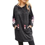 MaNMaNing Kadınlar için Yazlık Elbise 2023 Uzun Kollu Kapüşonlu Tunik Üstler Düğme Salıncak Kazak Kapüşonlu Uzun Sweatshirt Uzun Korse Elbise, siyah, 4XL