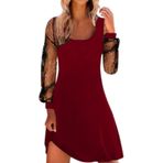 MaNMaNing Kadınlar için Yazlık Elbise Baskılı Günlük Örgü Bahar Seksi Uzun Kollu Elbise Büyük Beden Balo Elbisesi Şifon Boho Elbise, windsor mavi, XXL