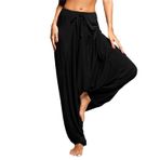 MaNMaNing Kadınlar için Yoga Pantolonları Büyük Beden Katı Günlük Gevşek Pantolon Yoga Pantolon Harem Pantolon Binicilik Tayt, Kravat Boya Tayt, Deri Tayt, Dikişsiz Tozluk, siyah, XL