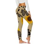 MaNMaNing Kadınlar için Yoga Pantolonları Günlük Moda Sıkı Yüksek Bel Spor Yoga Pantolonları Leopar Ayçiçeği Baskılı Tayt Kloş Tayt, Tayt Büyük Beden, Kürk Astarlı Tayt, haki, 3XL