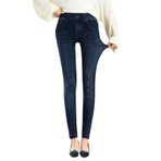 MaNMaNing Kadın's Tayt Kış Kadife İmitasyon Denim Kalem Pantolon Yüksek Bel Çok Yönlü Zayıflama Taytı Yüksek Elastik Tayt Kırpılmış Tayt, Binicilik Tozluk, siyah, One Size