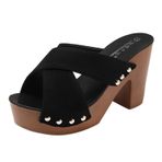 MaNMaNing Kama Sandalet Kadınlar için Geniş Fit Platform Moda Yaz Kalın Taban Yüksek Topuk Kalın Topuk Katı Balık Ağzı Açık Burun Nefes Rahat Sandalet Kalın Plaj Blok Topuk Sandalet, siyah, 4.5 UK