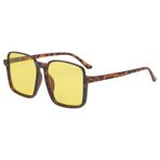MaNMaNing Kare Vintage çerçevesiz polarize güneş gözlüğü klasik Retro plastik çerçeve güneş gözlüğü kadın erkek büyük boy güneş gözlüğü UV400 koruma gözlük, Yellow, One Size
