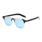 MaNMaNing Kare Vintage polarize güneş gözlüğü moda Retro plastik çerçeve güneş gözlüğü erkekler kadınlar için büyük boy sarın güneş gözlüğü şeffaf Lens gözlük, mavi, One Size