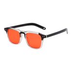 MaNMaNing Kare Vintage polarize güneş gözlüğü moda Retro plastik çerçeve güneş gözlüğü erkekler kadınlar için büyük boy sarın güneş gözlüğü şeffaf Lens gözlük, Turuncu, One Size