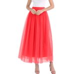 MaNMaNing Katmanlı file bale partisi tül tutu midi etek A serisi Cosplay parti kostümü, Kırmızı, XL