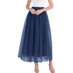 MaNMaNing Katmanlı file bale partisi tül tutu midi etek A serisi Cosplay parti kostümü, Lacivert, XL