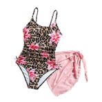 MaNMaNing Kız çocuk bikini seti, leopar baskılı, çiçek baskılı, tankini, yüksek bel, fırfırlı etek, plaj, yaz mayosu, iki parça, kız, Çok renkli., 9-10 Yaşe