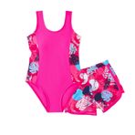 MaNMaNing Kız çocuk mayosu, iki parçalı set, tankini üst ve erkek şortu, plaj, havuz, yaz kıyafeti, küçük çocuk ve genç mayo, iki parçalı tankini kız çocuk yaz mayo modası, sıcak gül rengi, 12-13 Yaşe