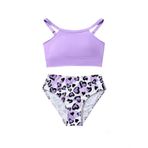 MaNMaNing Kız çocukları için iki parçalı mayo, UPF 50 güneş Rashguard ve yüzme şortu, plaj, havuz, su, iki parçalı mayo, kız çocuk, yaz, Açık Lila, 7-8 Yaşe