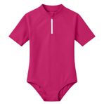 MaNMaNing Kız çocukları için iki parçalı mayo, UPF 50 güneş Rashguard ve yüzme şortu, plaj, havuz, su, iki parçalı mayo, kız çocuk, yaz, sıcak gül rengi, 6-7 Yaşe