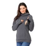 MaNMaNing Koyu Gri Uzun Kollu Kapüşonlu Hamile Sweatshirt