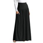 MaNMaNing Maxi etekler kadınlar için artı boyutu Maxi etekler uzun uzunlukta etekler cepler plaj örtbas gece Out rahat ofis parti bayanlar Goth etek Boho etek, siyah, XL