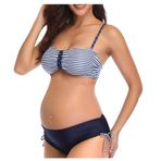 MaNMaNing Mayo Plaj Giysisi Çiçek Takım Hamile Tankinileri Hamile Kadın Baskılı Bikini Hamile Mayo, koyu mavi, M