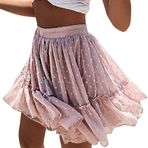 MaNMaNing Mini etek kadınlar için çizgi pilili etek plaj sevimli yüksek etek bir fırfır bel kısa etek bayanlar Tutu etek Boho etek deri etek kış etek, pinguin gri, S