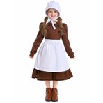 MaNMaNing Oktoberfest çiftçi kızı Dirndl elbise önlük geleneksel kıyafet çocuk parti boş zaman kutlama geleneksel rahat Wiesn kıyafet, Kahve, 14-16 Yaş