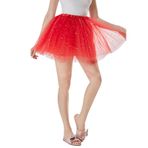 MaNMaNing Parti tutu etek, evaze, kadınlar için, karnaval, festival, iç ve tül kaplamalı, kabarık yarım etek, karnaval, Kırmızı, Tek Beden