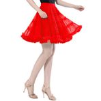 MaNMaNing Parti yüksek bel fırfırlı tül yarım etek tatil parti kostümü tütü bale etekleri Cosplay partiler için, Kırmızı, Tek Beden
