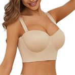MaNMaNing Push Up Bej Longline Straplez Düşük Sırt Çok Yönlü Kadın Sütyen
