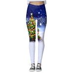 MaNMaNing Skinny Noel Baskılı Büyük Beden Mavi Kadın Tayt