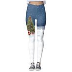 MaNMaNing Skinny Noel Baskılı Büyük Beden Mavi Sky Blue Kadın Tayt