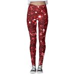 MaNMaNing Skinny Noel Moda Baskı Dikişsiz Egzersiz Termal Sıcak Kırmızı Kadın Tayt