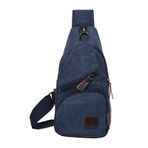 MaNMaNing Sling çanta erkekler kadınlar için tuval Crossbody omuzdan askili çanta fermuar ayarlanabilir kayış göğüs çantası rahat seyahat açık sırt çantası Fanny paketi, mavi, One Size