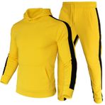 MaNMaNing Sonbahar ve Kış Kalın Peluş Kapüşonlu Spor Kapüşonlu Sweatshirt Erkek Günlük Spor Seti (Sarı, S)