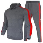 MaNMaNing Sonbahar ve Kış Kalın Peluş Kapüşonlu Spor Kapüşonlu Sweatshirt Erkek Günlük Spor Takım (Gri, M)