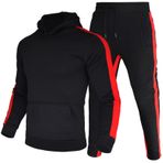 MaNMaNing Sonbahar ve Kış Kalın Peluş Kapüşonlu Spor Kapüşonlu Sweatshirt Erkek Günlük Spor Takım (Siyah, S)