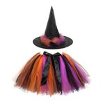 MaNMaNing Tül Etek Kız Çocuk Karnaval Etek Tutu Etek Kızlar için Cadılar Bayramı Örgü Tutu Etek 2 Parça Şapka Seti Cosplay Performansı 2-8 Yaş (Siyah, 1-3 Yıl)