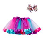 MaNMaNing Tül Etek Kız Karnaval Kız Çocuk Tutu Parti Dans Bale Çocuk Kostüm Etek + Fiyonklu Saç Tokası Seti 2-8 Yaş (Purple, 4 Yıl)