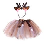 MaNMaNing Tül Etek Mini Karnaval Dans Eteği Yürümeye Başlayan Çocuk Bebek Kız Kostümleri Cosplay İlmek Puantiyeli Tutu Etek Bantlı 2 ADET Cadılar Bayramı Karnavalı Kostümleri (Tarla, 3-4 Yıl)