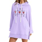 MaNMaNing Uzun kollu sweatshirt, elbise, kadın, kapüşonlu ve cepli, rahat, rahat, kazak, tunik, sweat elbise, kadın kapüşonlu elbise, gündelik elbise, Mor, M