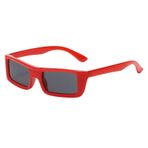 MaNMaNing Vintage dikdörtgen polarize güneş gözlüğü moda plastik çerçeve güneş gözlüğü kadın erkek Retro geniş bacak sarın güneş gözlüğü UV400 koruma sürüş gözlük, kırmızı, One Size
