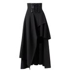 MaNMaNing Vintage Gotik Kargo Sarma Dantel Siyah Kadın Etek